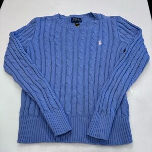Polo Ralph Lauren UNISEX Kids Cable Knit Pullover Sweater Light Blue M 8-10